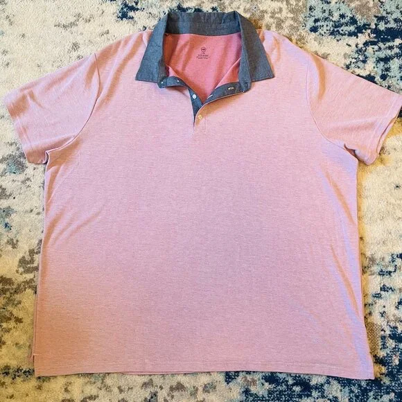 Harbor Bay Rose/Red Blue Pullover Polo Mens Shirt Cotton/Polyester Size 4XL - Picture 1 of 4